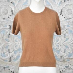 Quince Camel 100% Cashmere Sweater L (Fits XS–S) Women’s Short Sleeve Crewneck